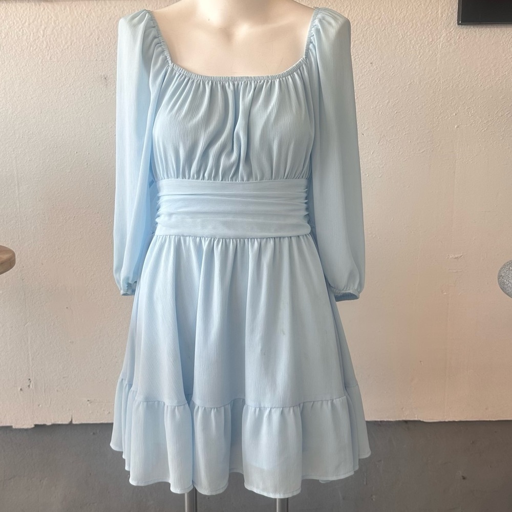 Light Blue Long Sleeve Dress